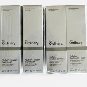 The Ordinary Serums in White and Olive-Green Accents